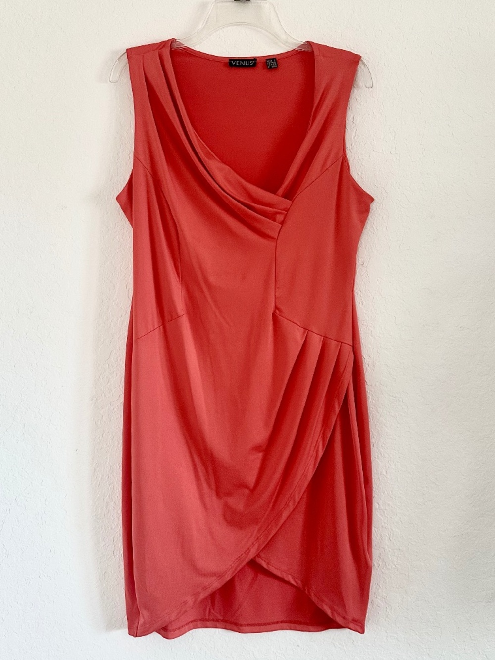 VENUS Coral Red Sleeveless Midi Dress